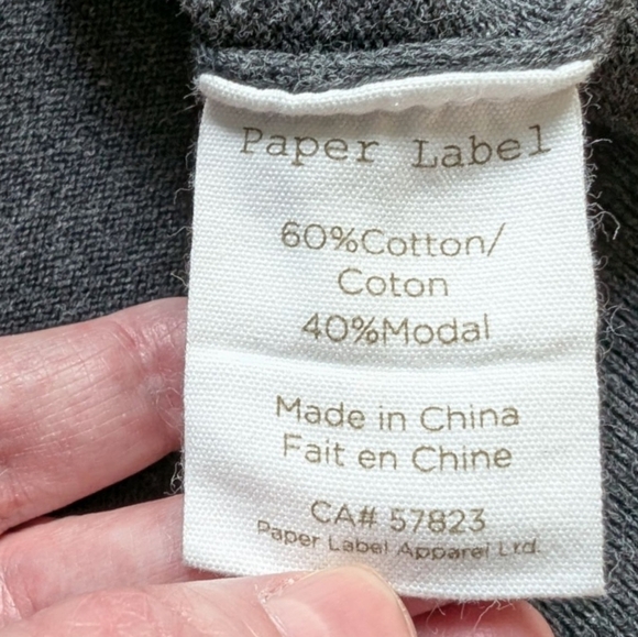 Paper Label Sweater Casual Staple Elevated Basic Women Large V Neck Cotton Grey - Picture 10 of 13